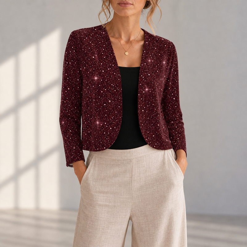Alberobello Glitter Sequin Blazer in Burgundy