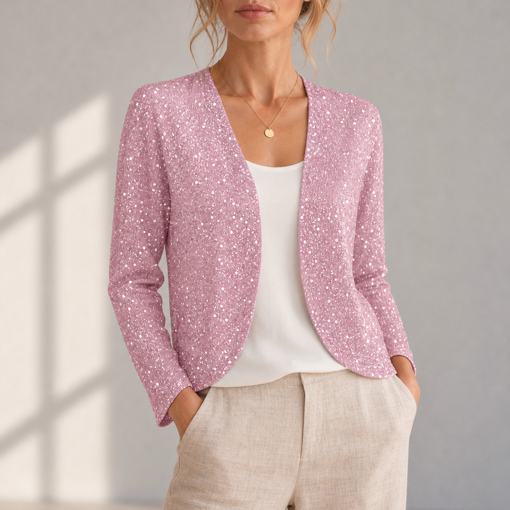 Alberobello Glitter Sequin Blazer in Pink