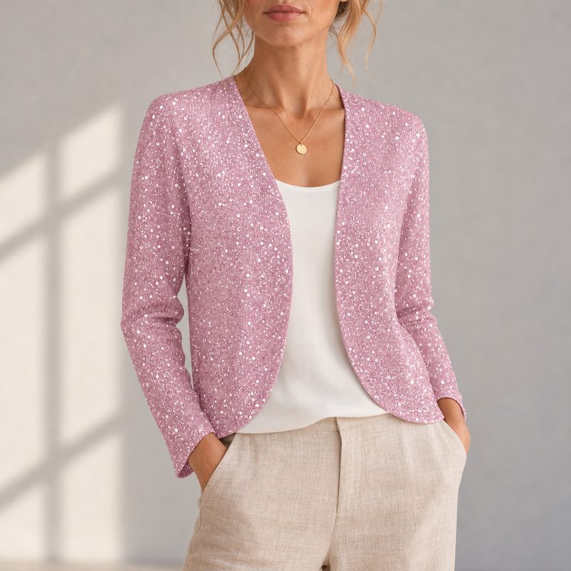 Alberobello Glitter Sequin Blazer in Pink