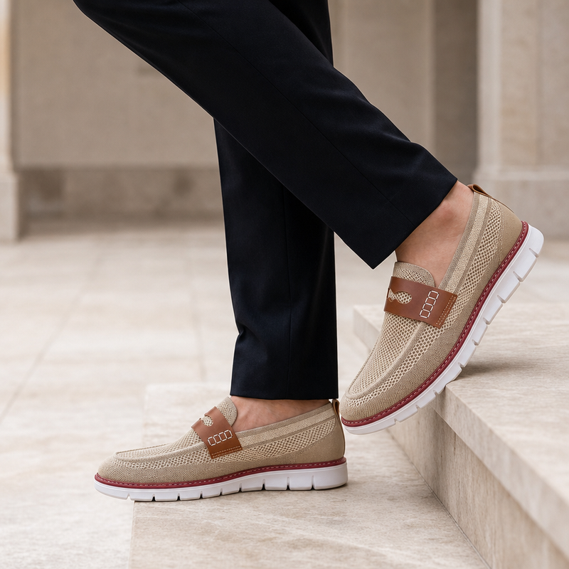 Anzio Mesh Slip-On Loafers in Khaki
