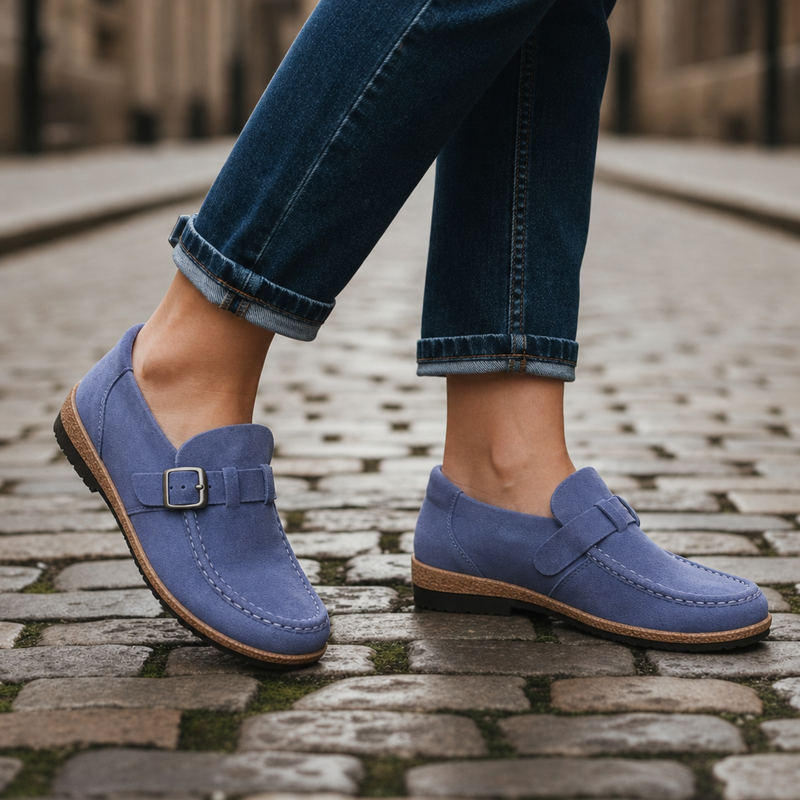 Astypalaia Orthopedic Suede Loafers in Blue