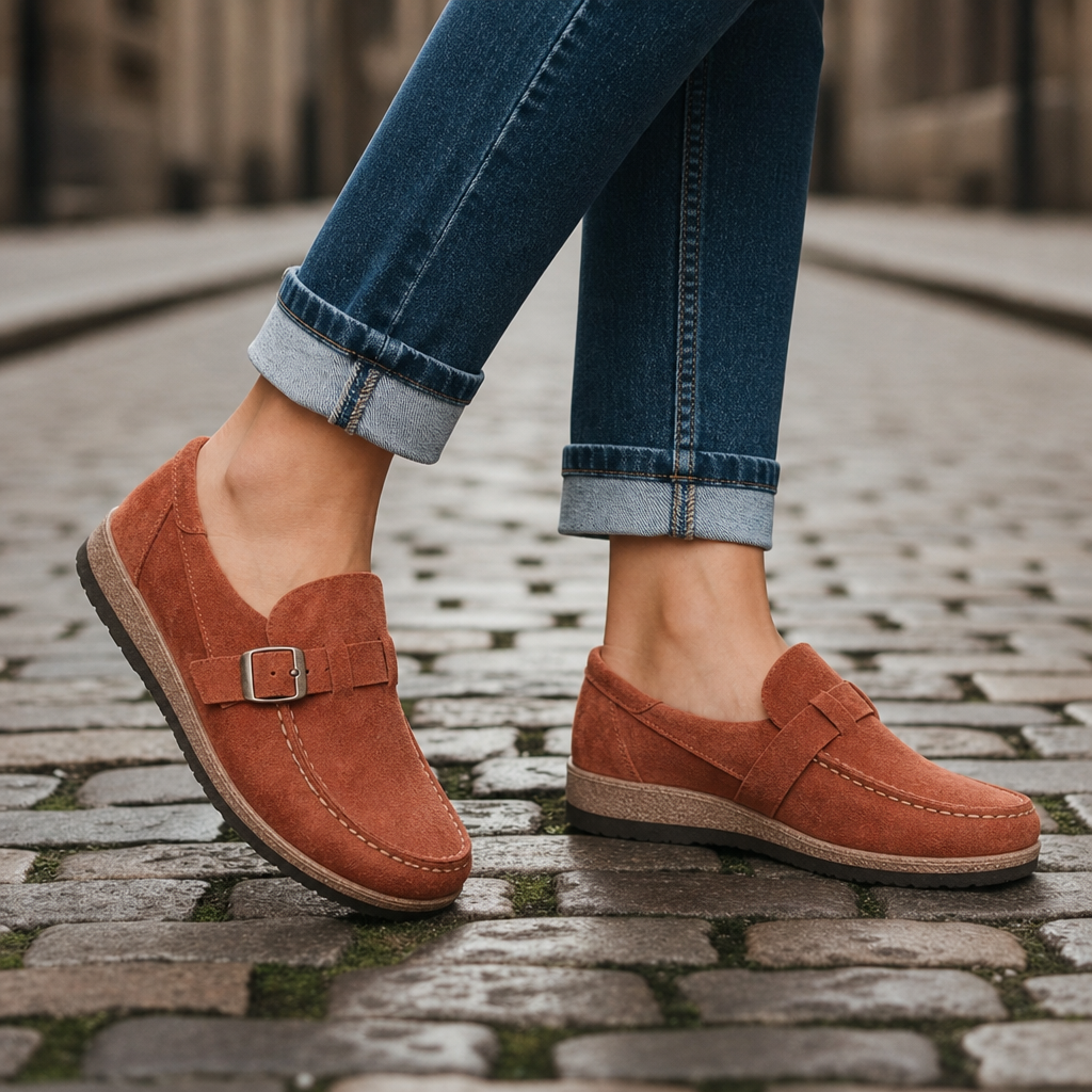 Astypalaia Orthopedic Suede Loafers in Brown