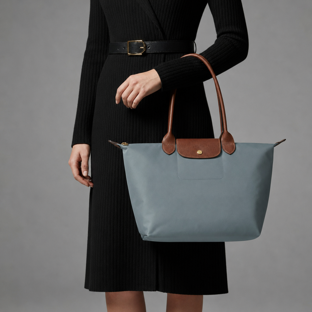 Avila Structured Flap Tote in Dusty Blue