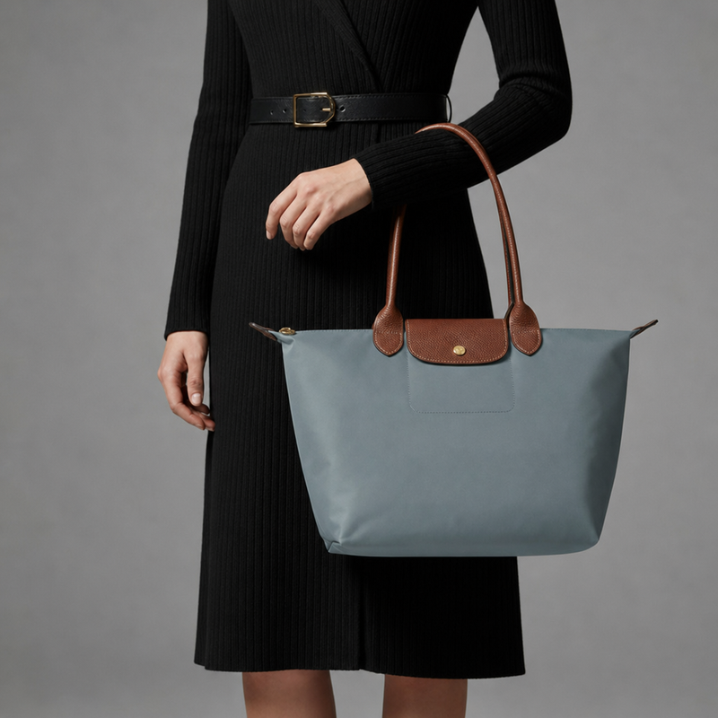 Avila Structured Flap Tote in Dusty Blue