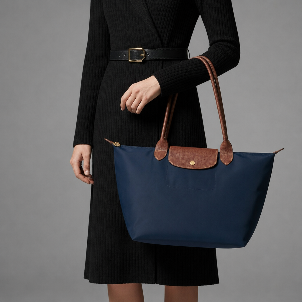 Avila Structured Flap Tote in Navy