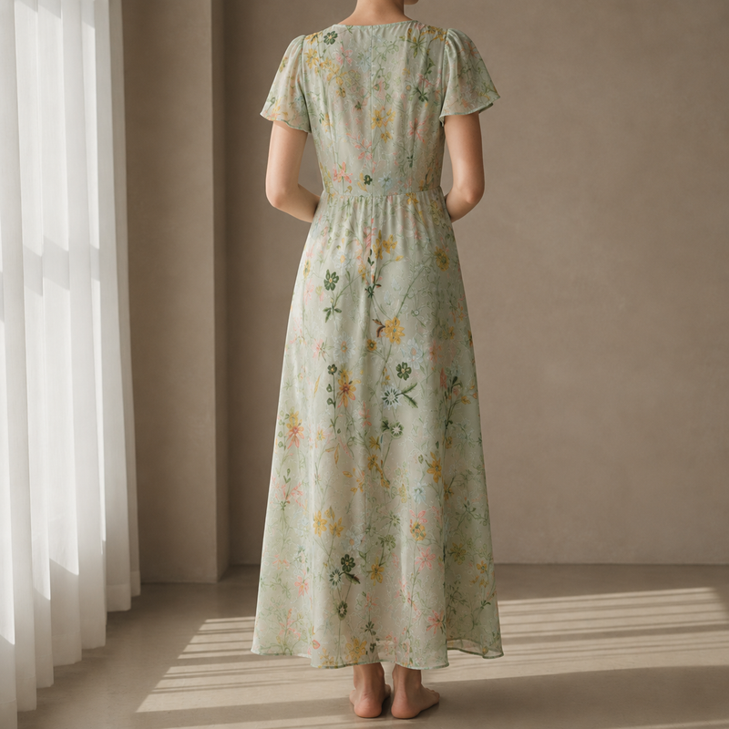 Santa Margherita Floral Flutter Sleeve Maxi