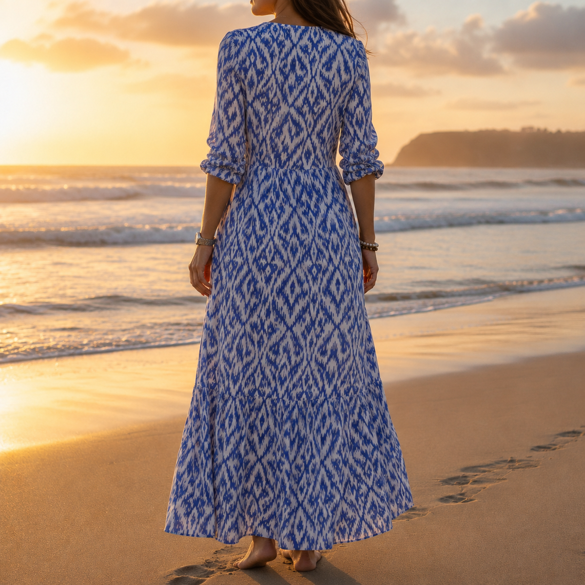 Toledo Ikat Print Maxi Dress