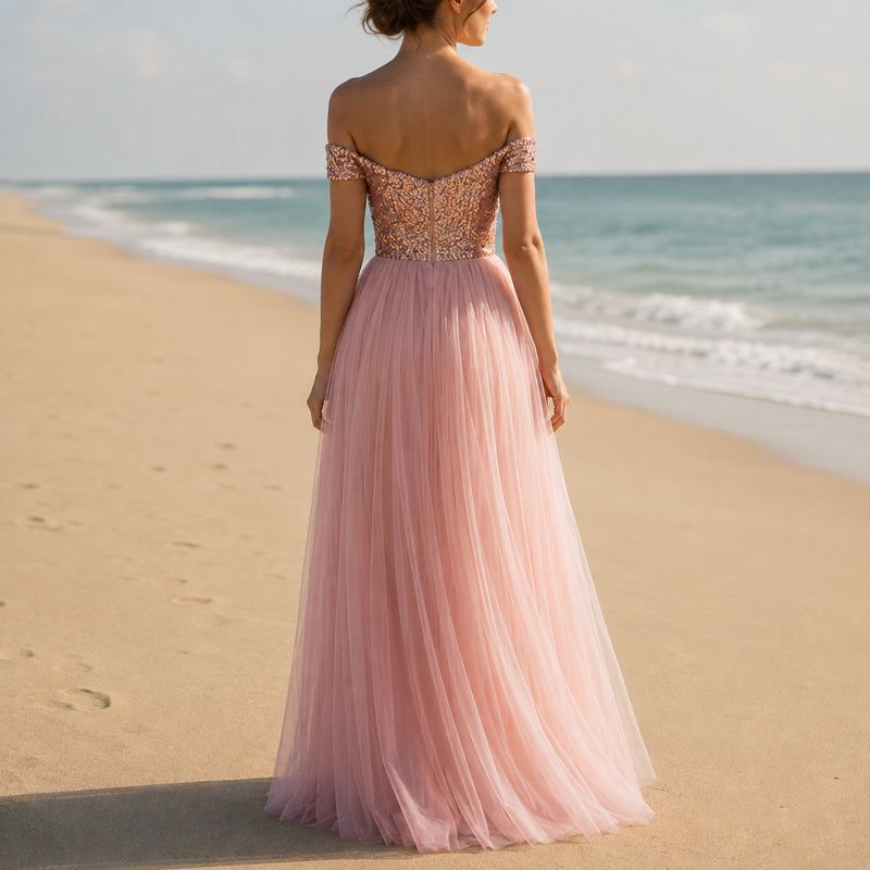 Tossa Sequin Tulle Maxi Dress