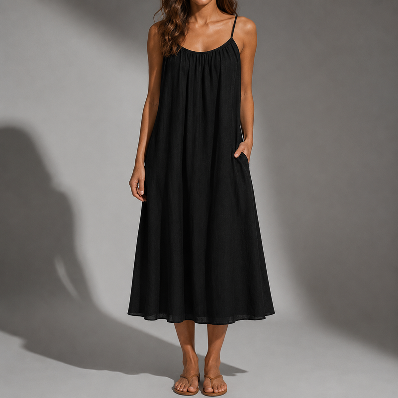 Menerbes Open Back Linen Maxi Dress