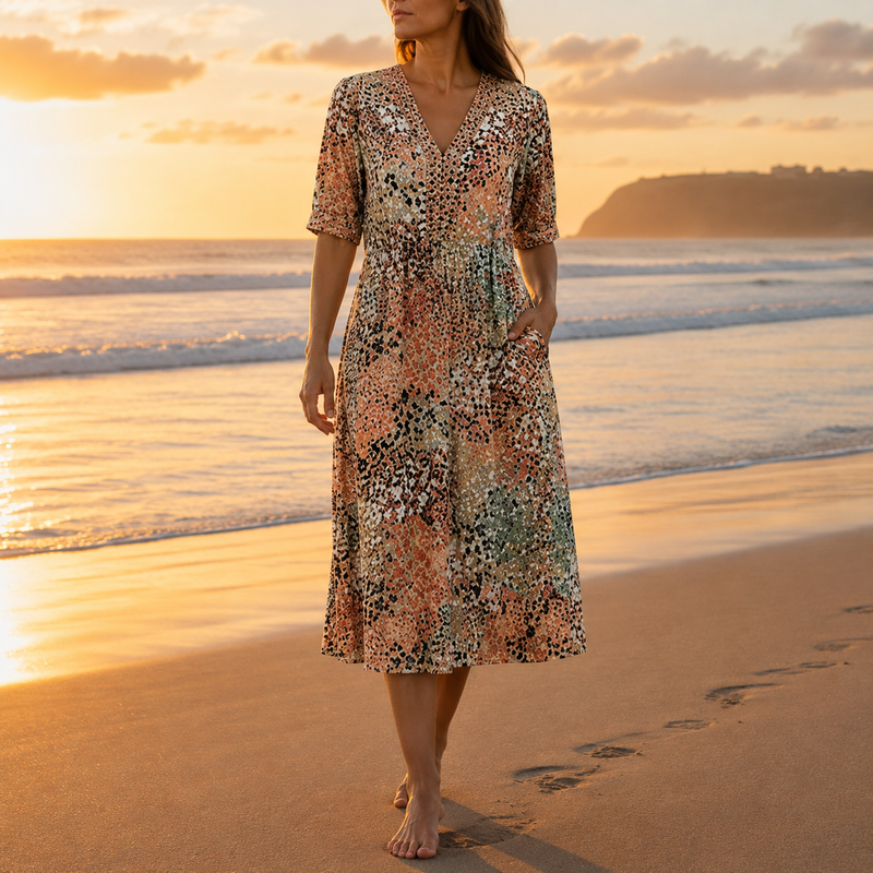 Arles Floral Print Midi Dress