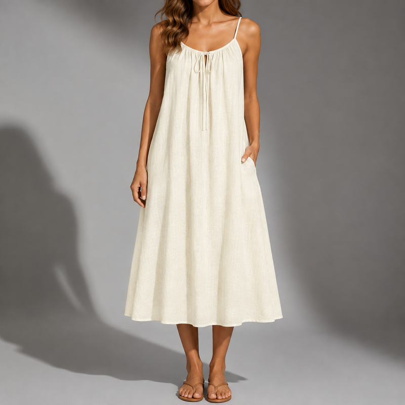 Menerbes Open Back Linen Maxi Dress