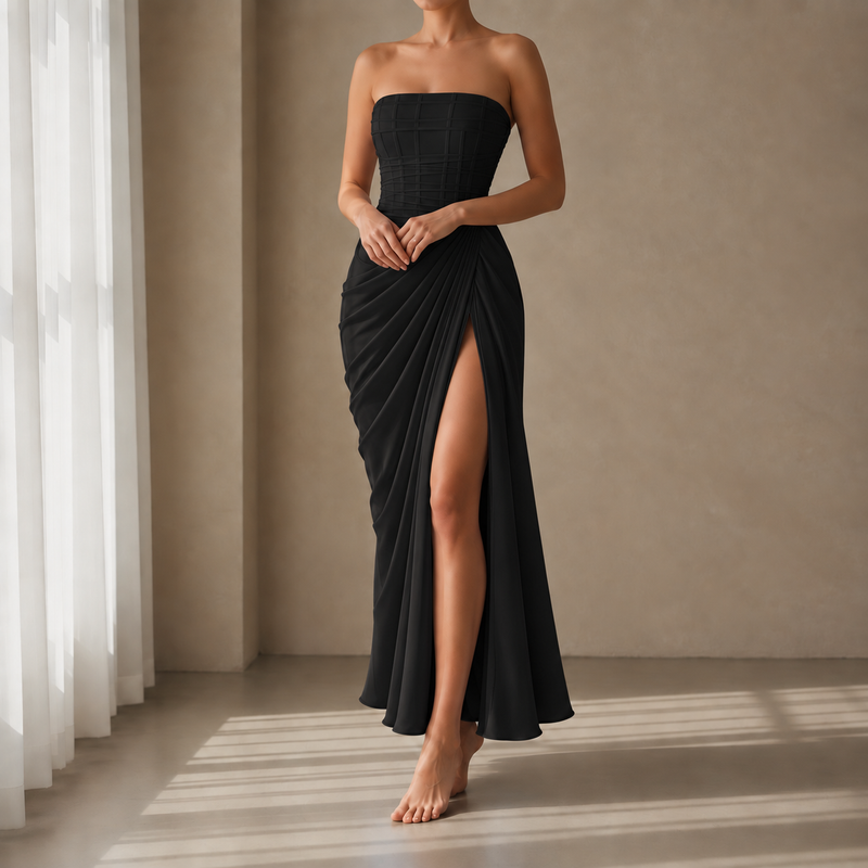 Viana Draped Corset Maxi Dress