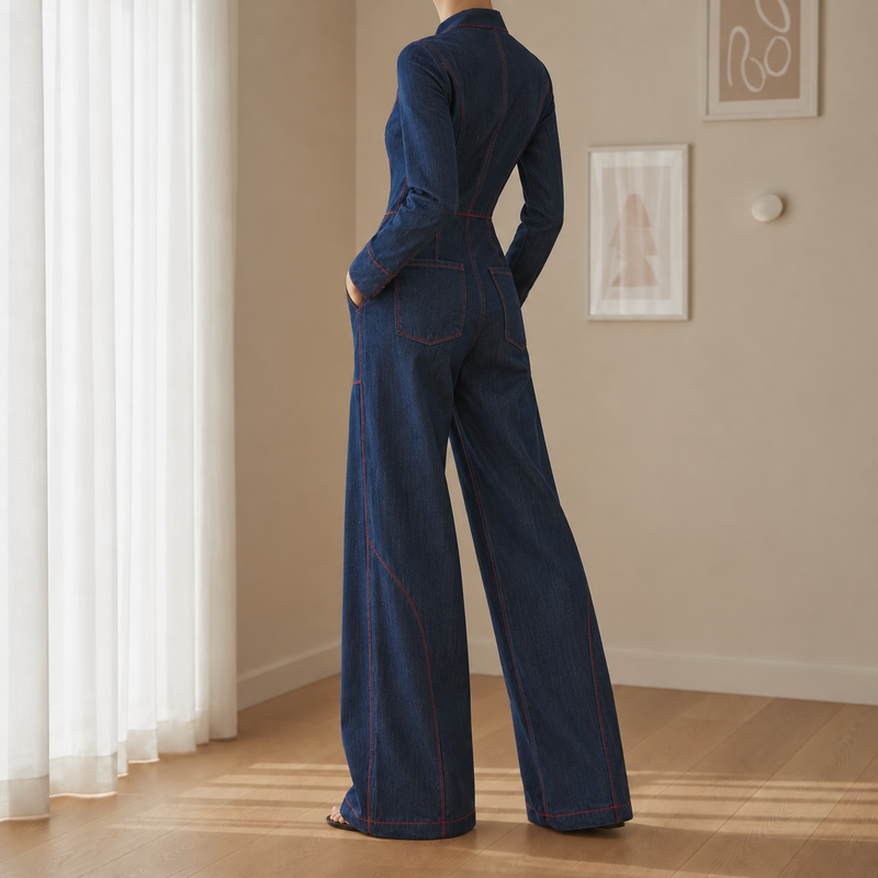 Methoni Front-Zip Wide Leg Jumpsuit