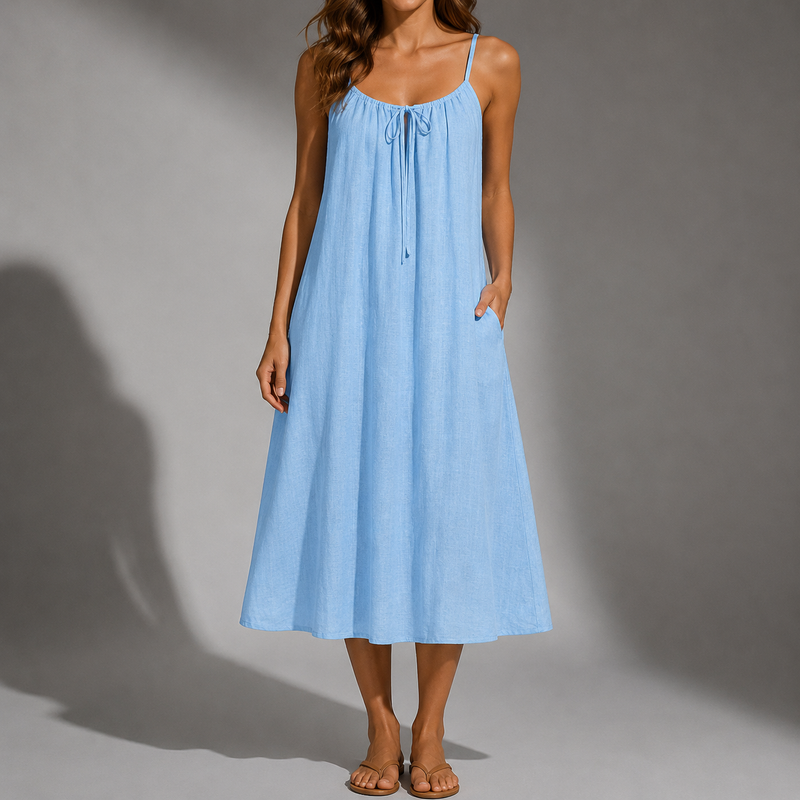 Menerbes Open Back Linen Maxi Dress