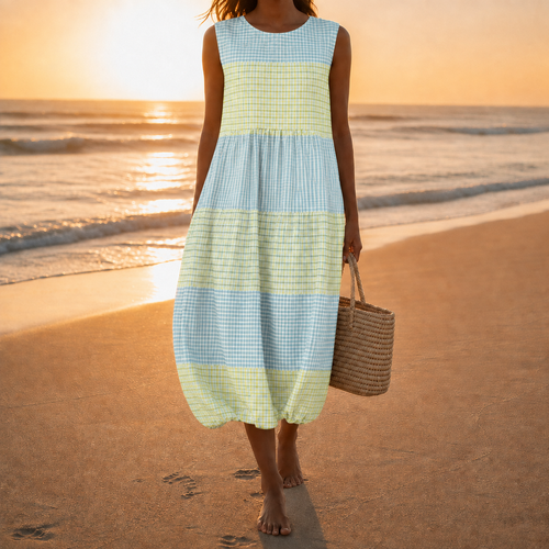 Alassio Plaid Tiered Midi Dress