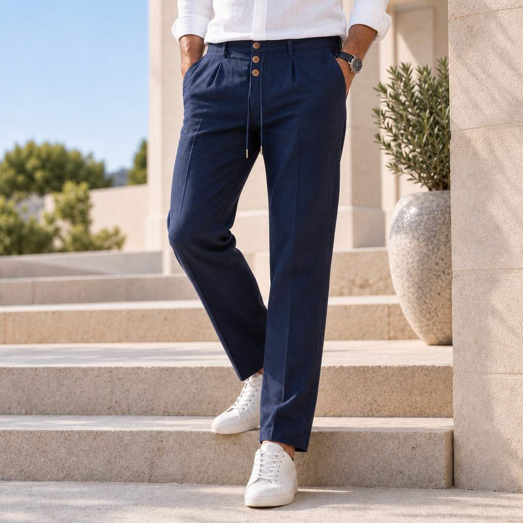 Braga Relaxed Linen Pants in Navy