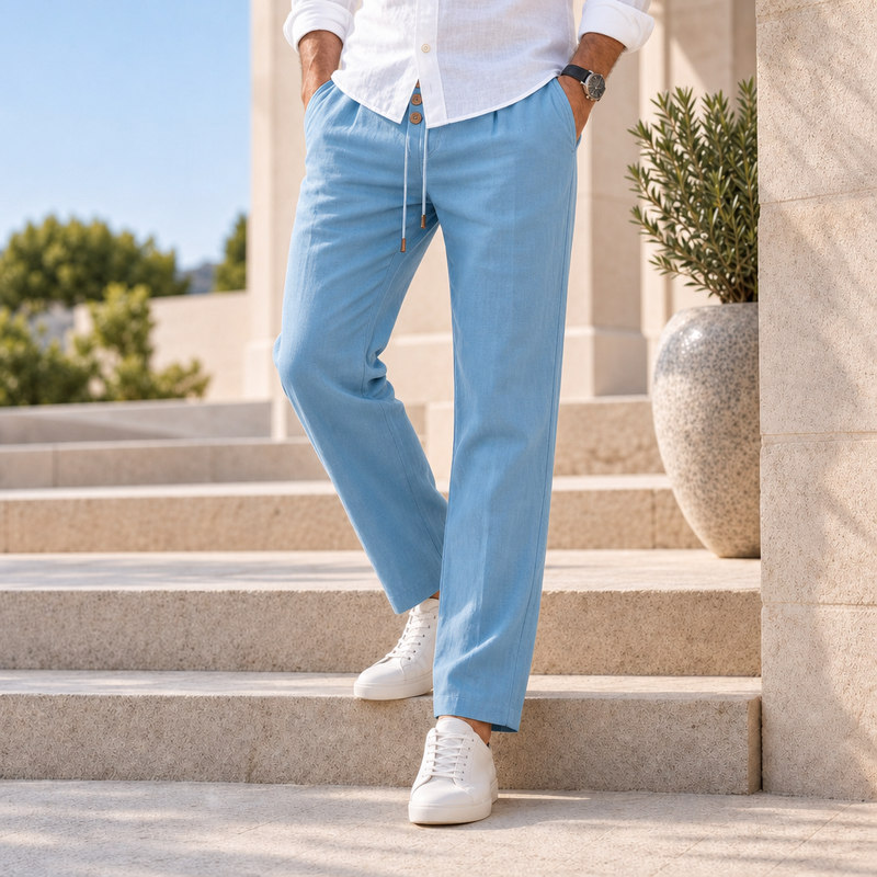 Braga Relaxed Linen Pants in Serene Blue