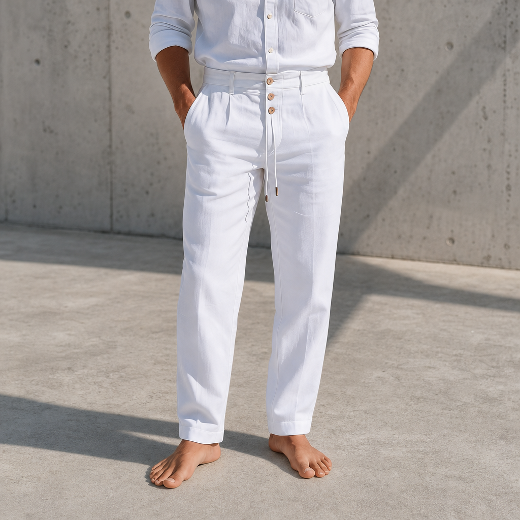 Braga Relaxed Linen Pants in White