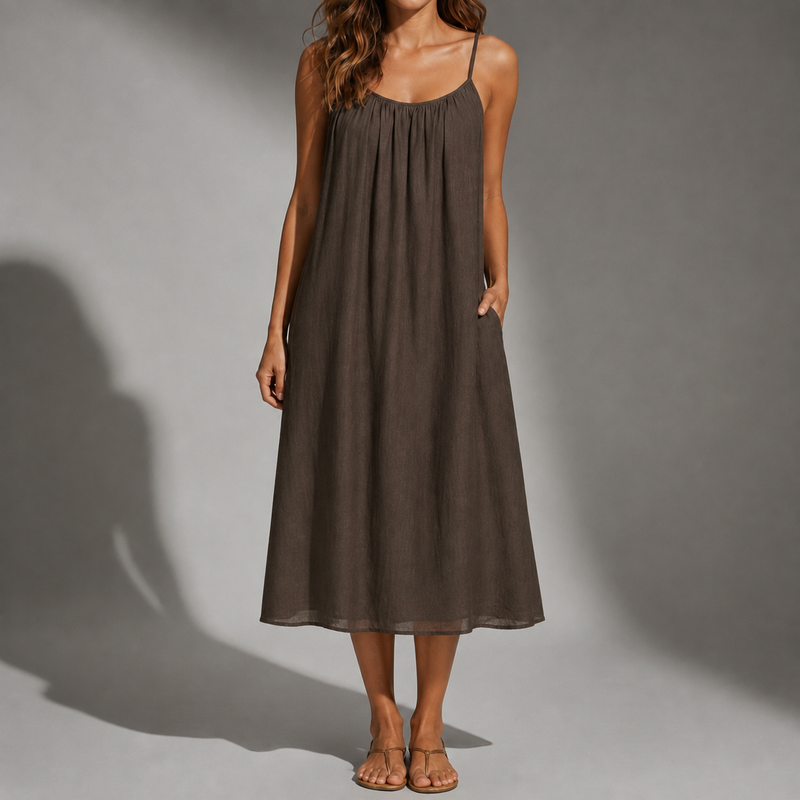 Menerbes Open Back Linen Maxi Dress