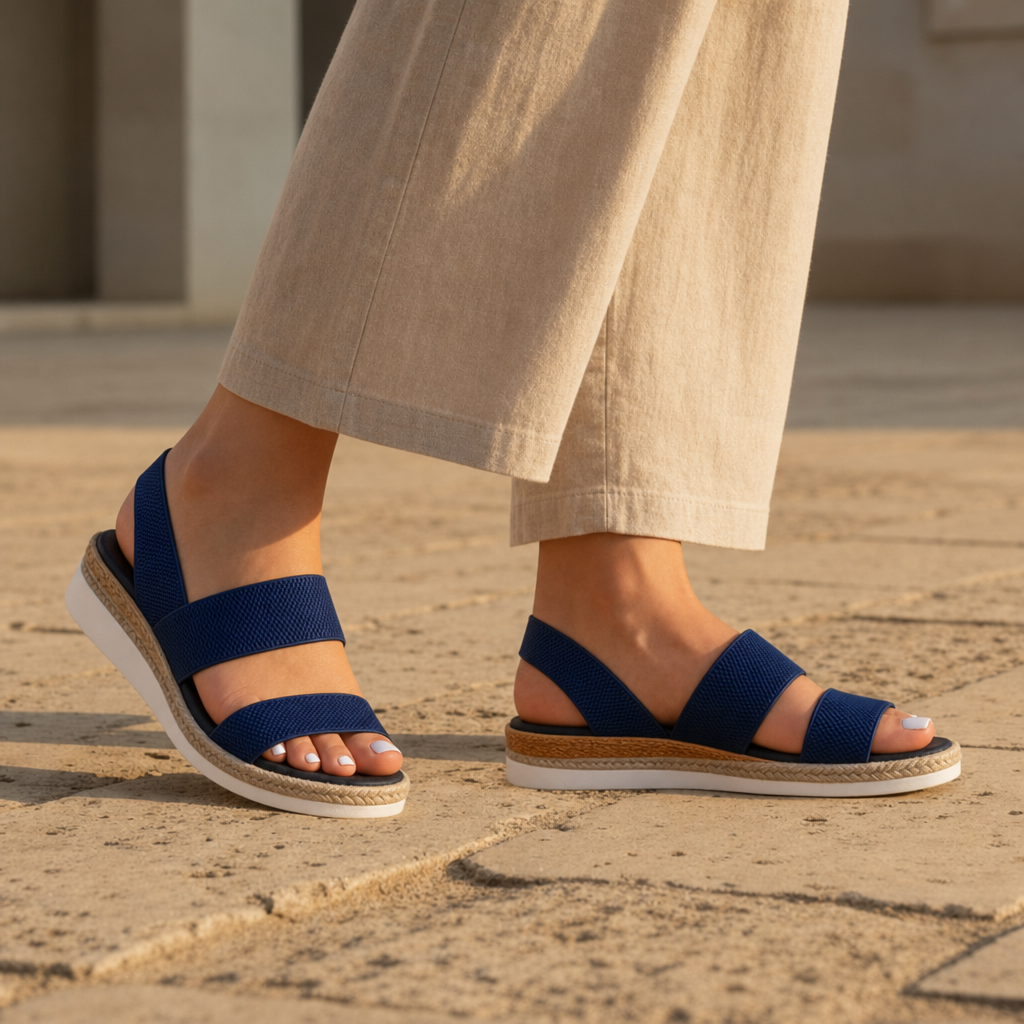 Cadaques Orthopedic Wedge Sandals in Blue