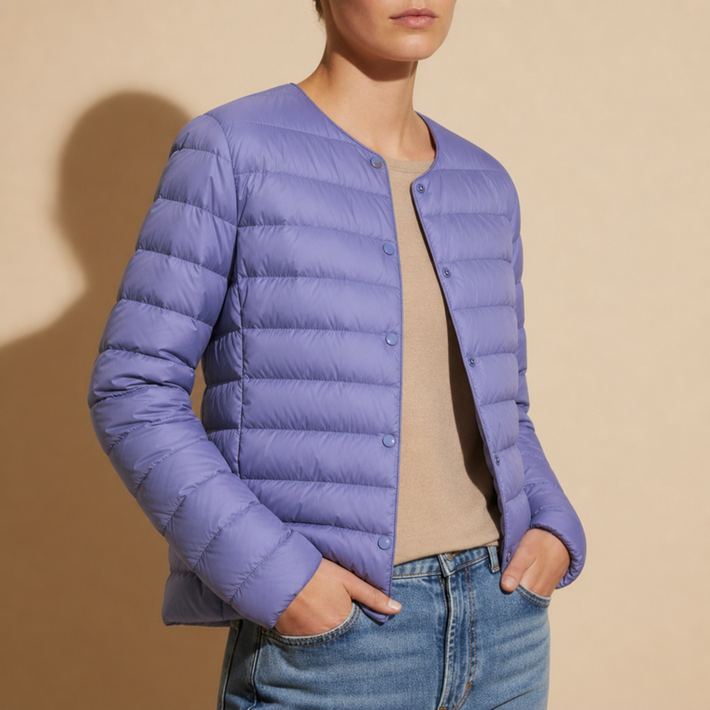 Capri Collarless Down Puffer Jacket in Lavender