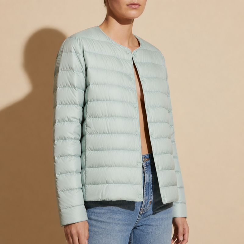 Capri Collarless Down Puffer Jacket in Mint