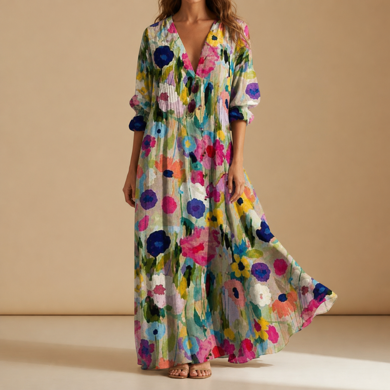 Cavtat Boho Floral Midi Dress in Multicolored 1