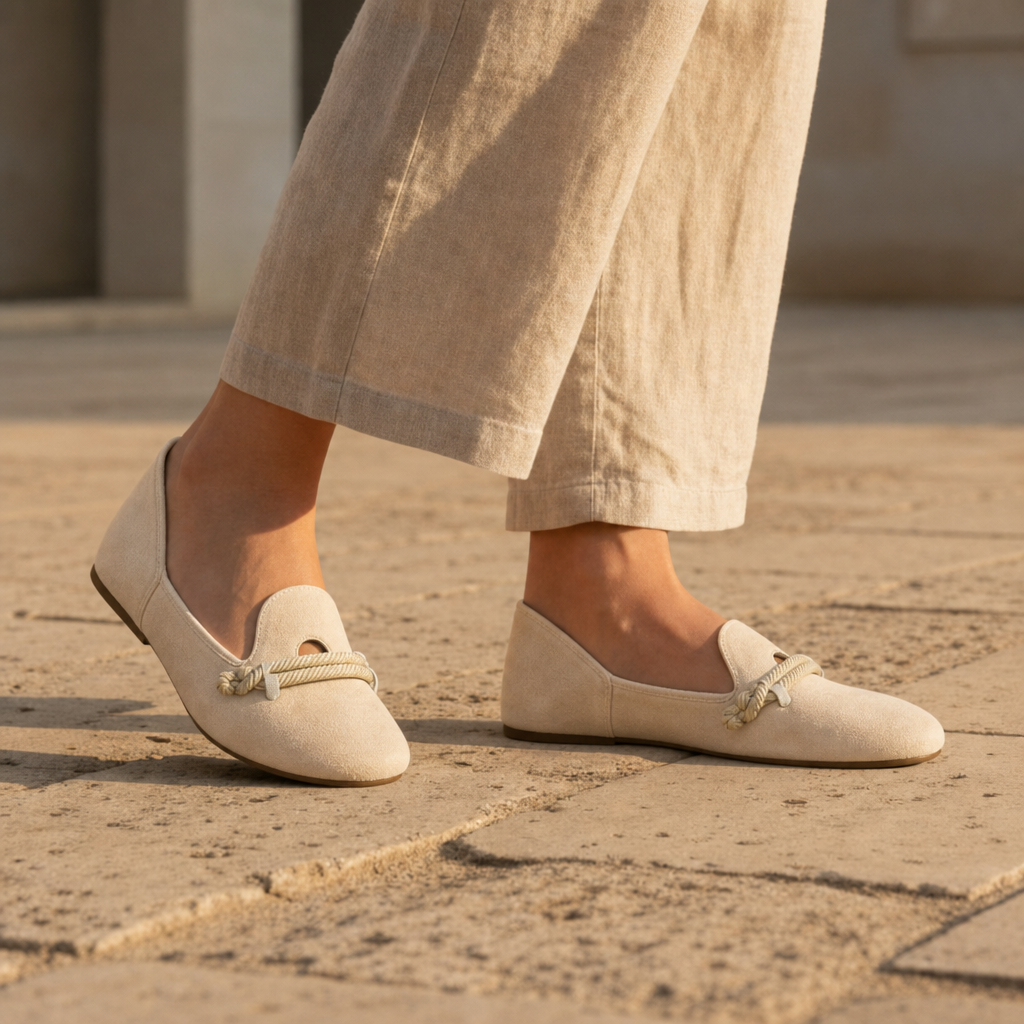 Ceret Orthopedic Suede Loafers in Beige