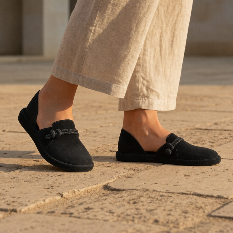 Ceret Orthopedic Suede Loafers in Black
