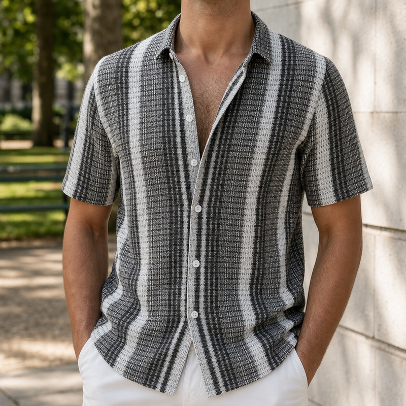 Comporta Striped Relaxed Shirt in Black