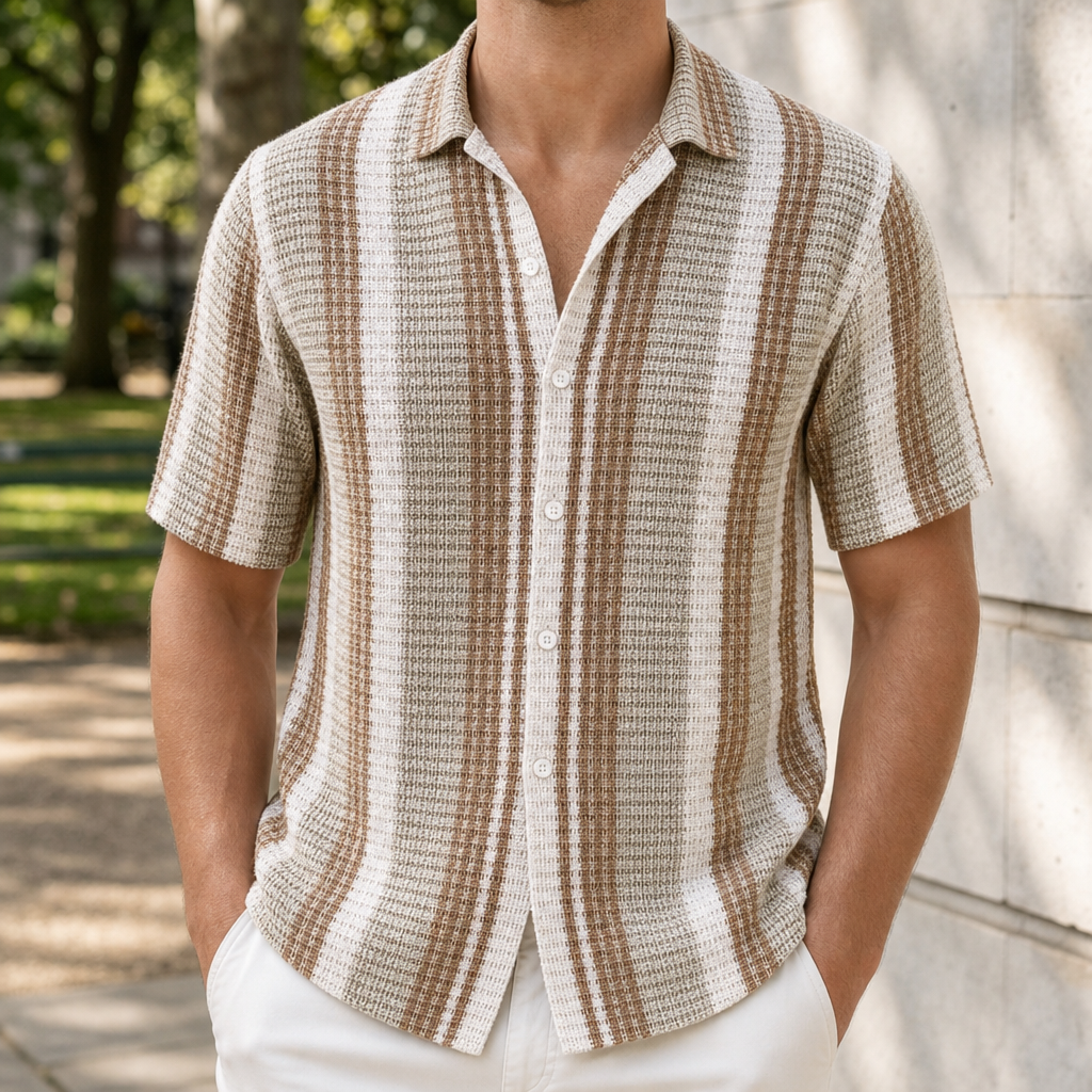 Comporta Striped Relaxed Shirt in Khaki
