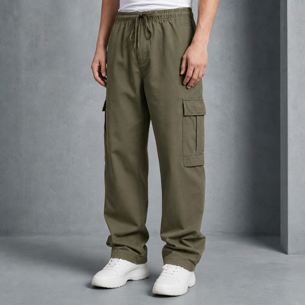 Gaeta Loose Fit Cargo Pants in Military Green