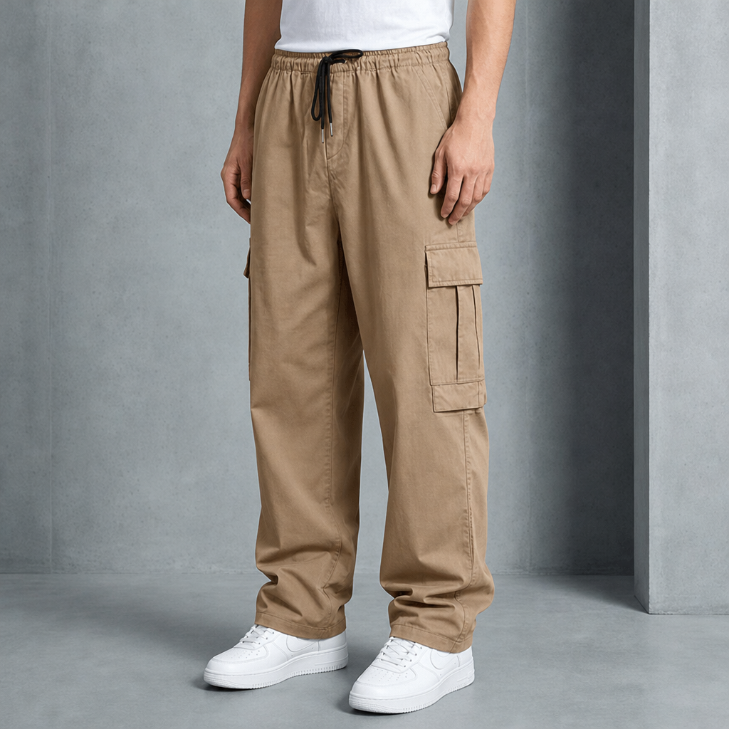 Gaeta Loose Fit Cargo Pants in Khaki