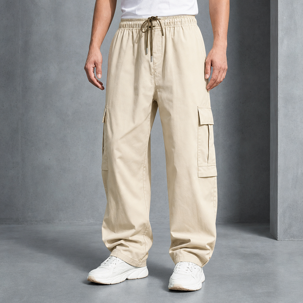 Gaeta Loose Fit Cargo Pants in Beige