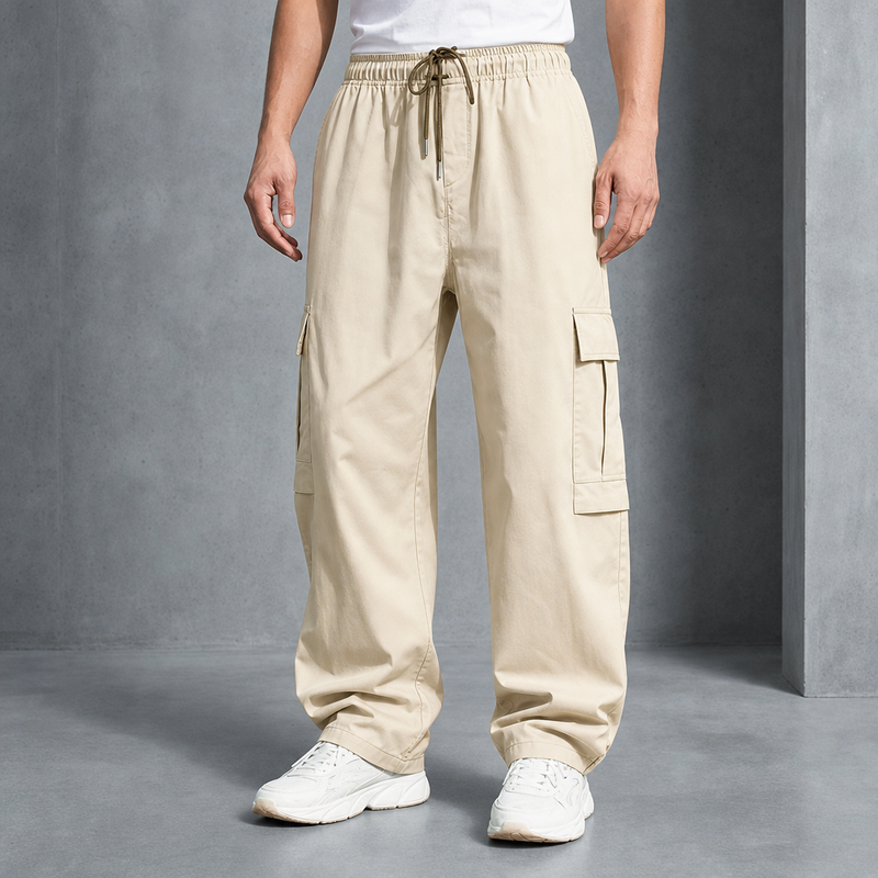 Gaeta Loose Fit Cargo Pants in Beige