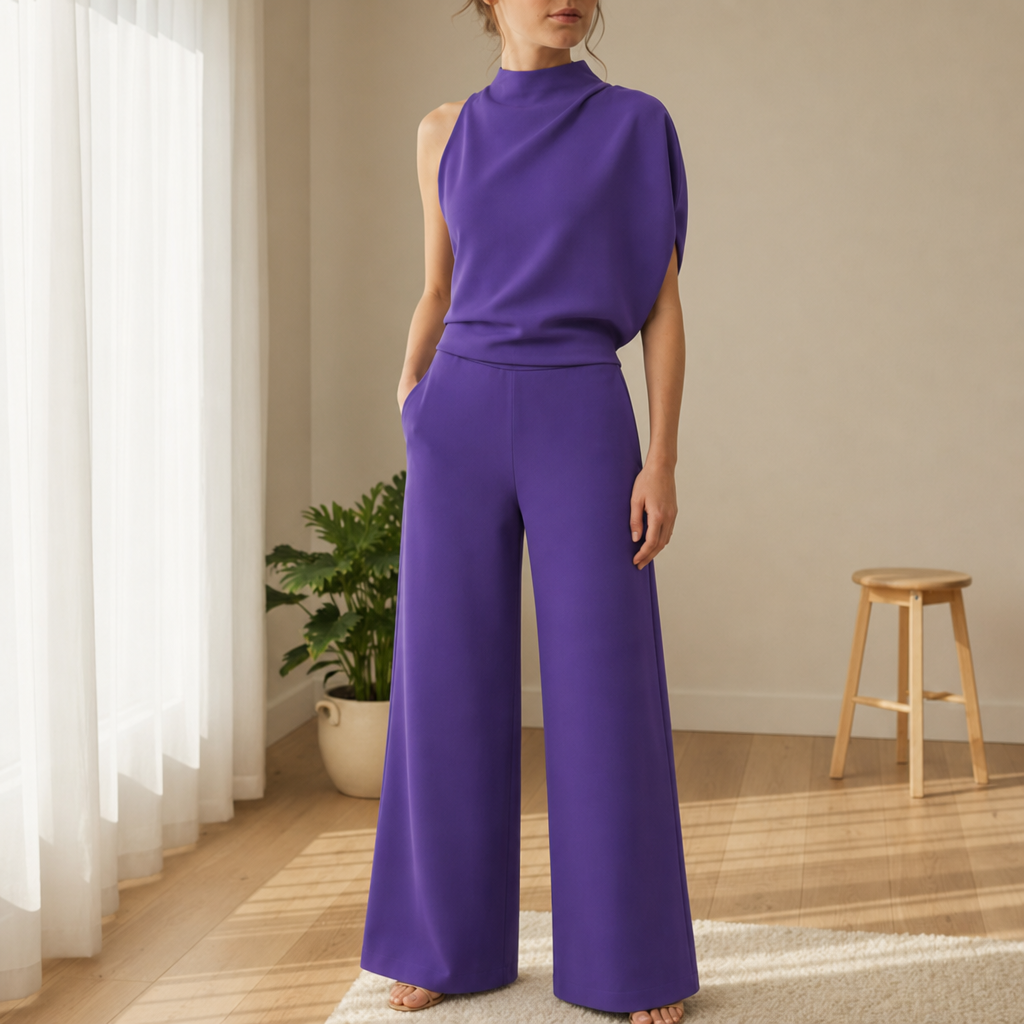 Grasse Wide-Leg Sleeveless Jumpsuit in Purple