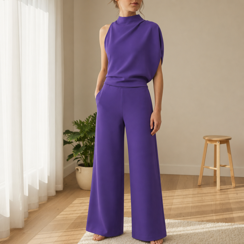 Grasse Wide-Leg Sleeveless Jumpsuit in Purple