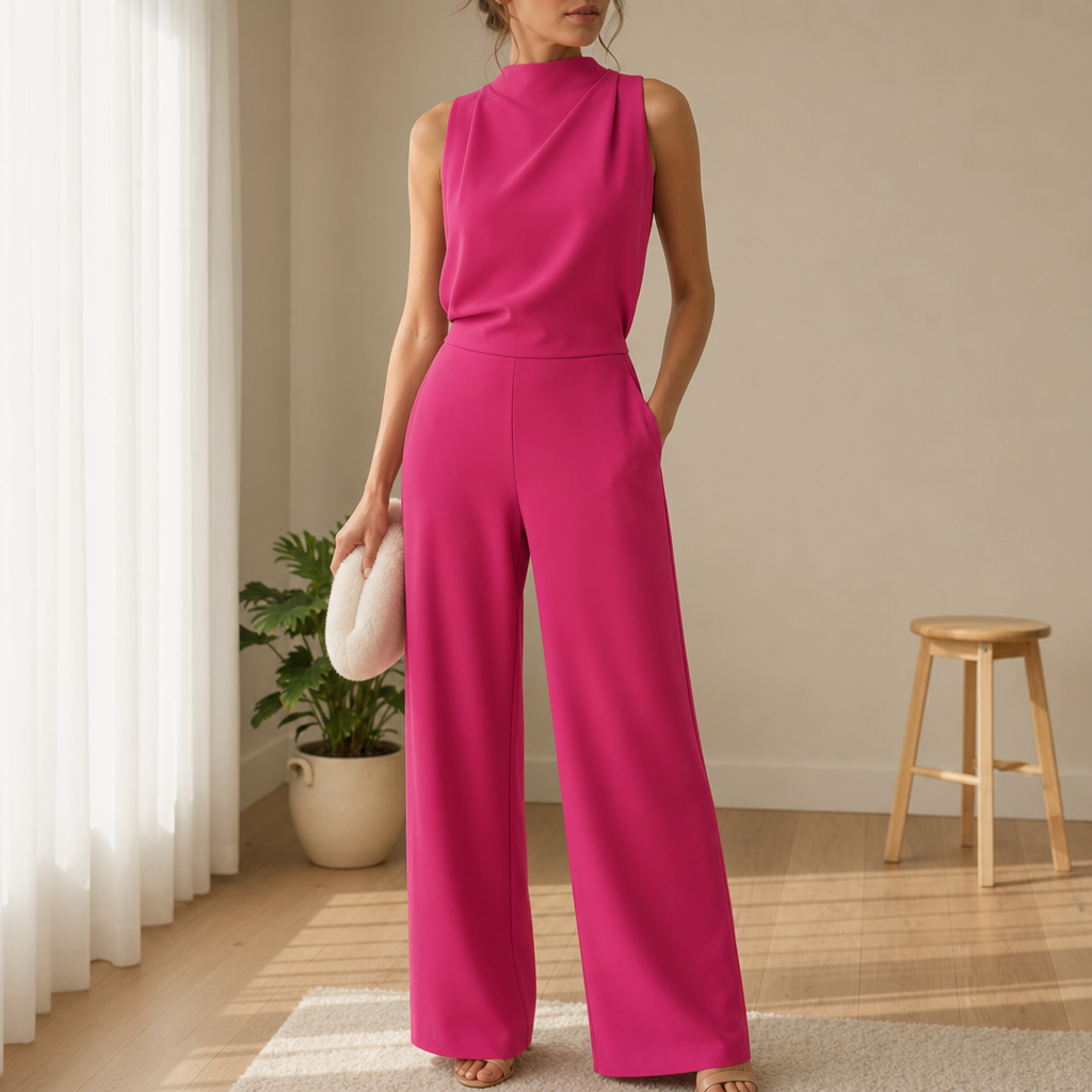 Grasse Wide-Leg Sleeveless Jumpsuit in Pink