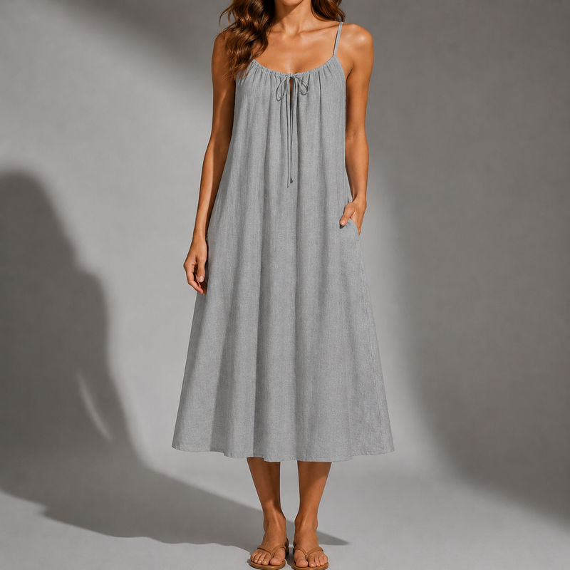 Menerbes Open Back Linen Maxi Dress