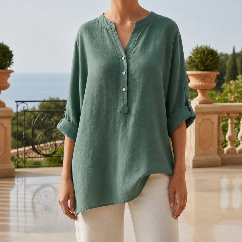 Santander Linen Button-Up Tunic