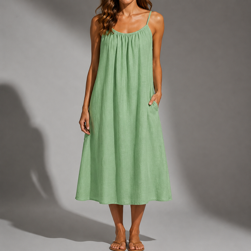 Menerbes Open Back Linen Maxi Dress