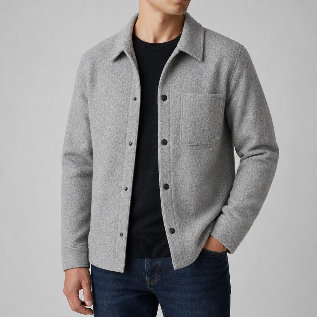 Guimaraes Wool Overshirt Jacket in Light Grey