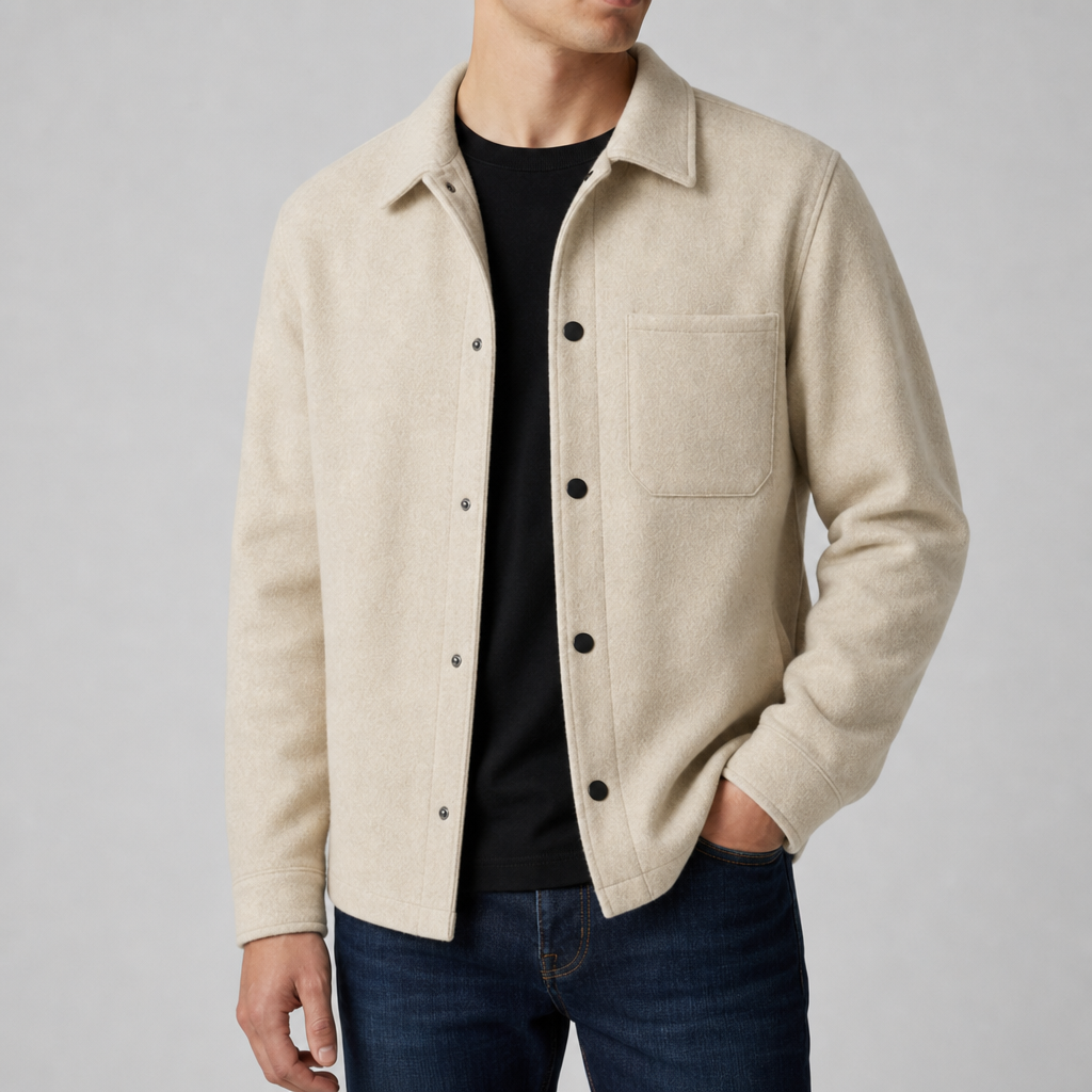 Guimaraes Wool Overshirt Jacket in Cream