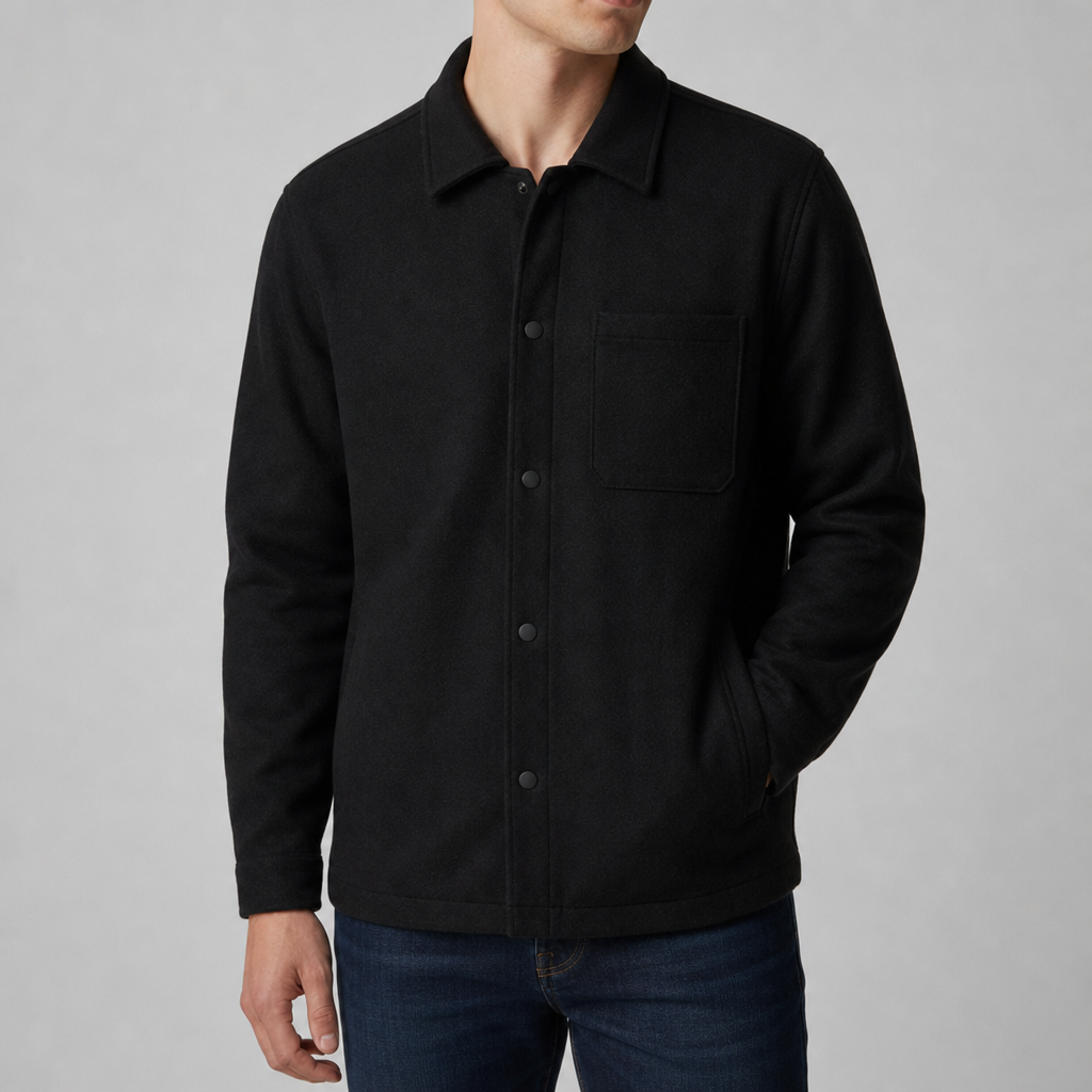 Guimaraes Wool Overshirt Jacket in Black