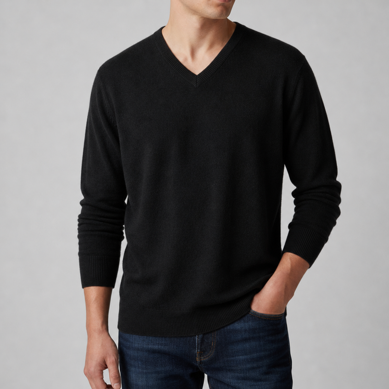 Gythio V-Neck Cashmere Sweater in Black
