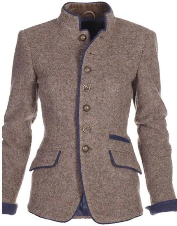 Positano Stand-Collar Two-Tone Blazer