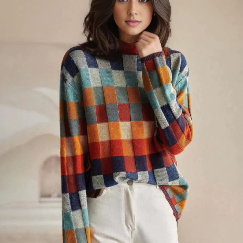Cefalu Patchwork Turtleneck Sweater