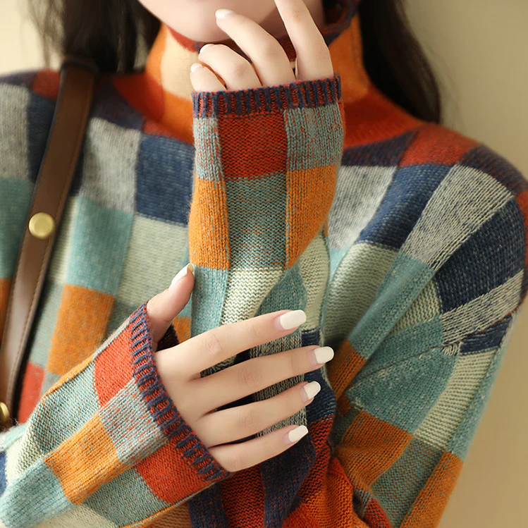 Cefalu Patchwork Turtleneck Sweater