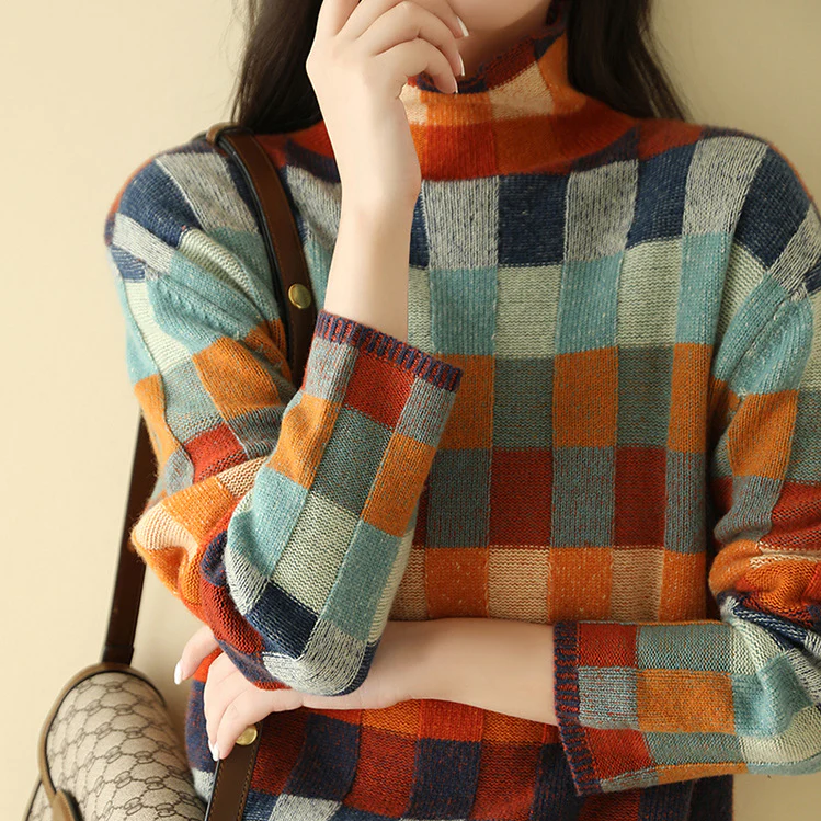 Cefalu Patchwork Turtleneck Sweater