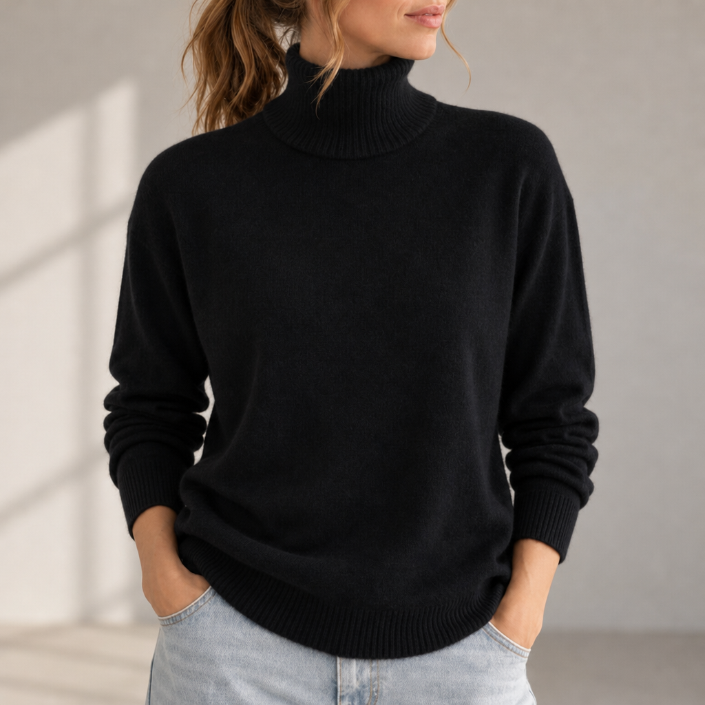Javea Cashmere Turtleneck Sweater in Black